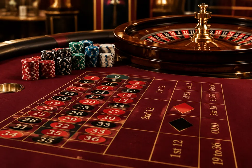 Chip pada tata letak taruhan roulette di kasino