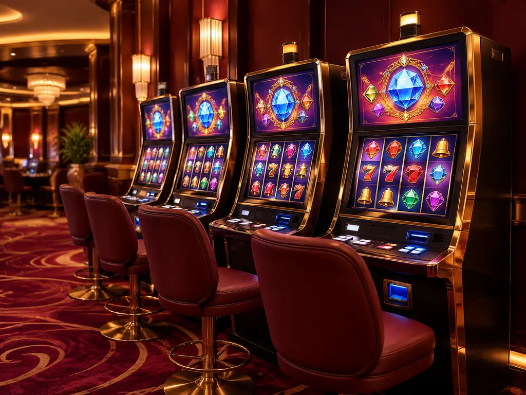 Mesin slot video di ruang kasino merah anggur